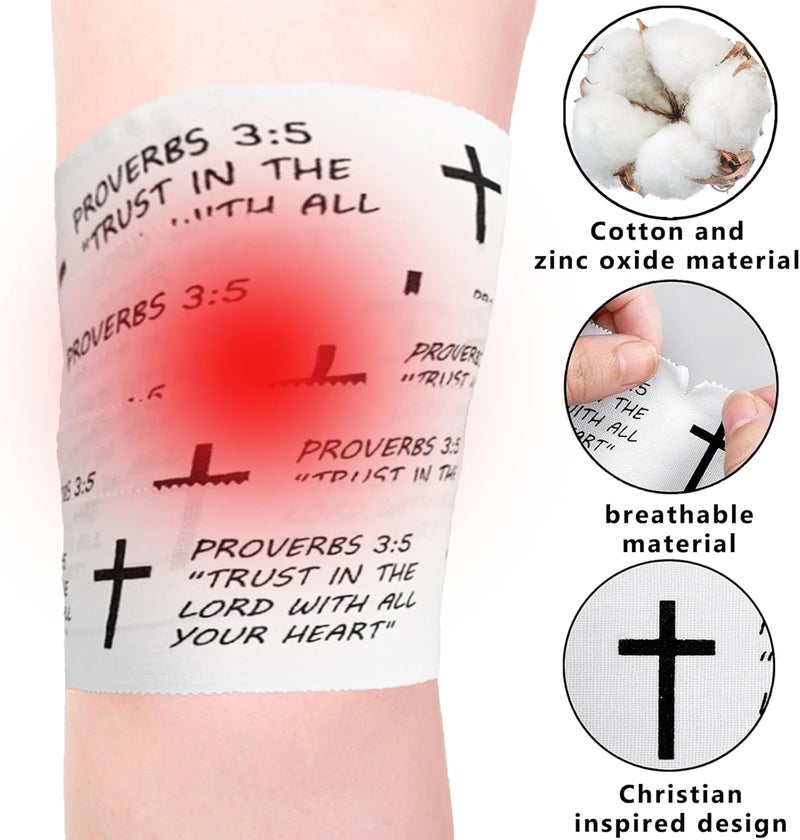 Eaureum 2Pcs Christian Athletic Tape 2IN X 23FT Cotton Zinc Oxied White Sports Tape for Sports, Cross Athletic Wrist Tape for Tennis, Religious Bible Verse Athlete Tape Christian Gifts for Men Women - Image 3